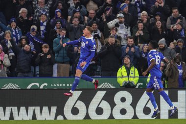 Harvey Barnes #7 of Leicester City celebrates his goal to make it 2-1 during the Premier League match Leicester City vs Brighton and Hove Albion at King Power Stadium, Leicester, United Kingdom, 21st January 202