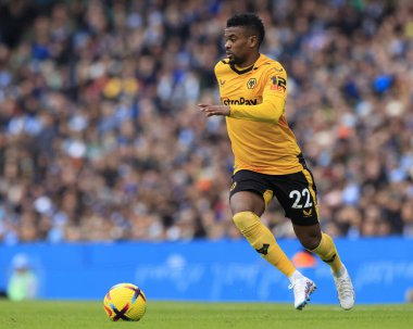 Nelson Semedo #22 of Wolverhampton Wanderers in action during the Premier League match Manchester City vs Wolverhampton Wanderers at Etihad Stadium, Manchester, United Kingdom, 22nd January 202