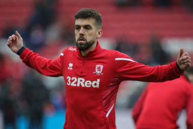 Tommy Smith #14 of Middlesbrough during the pre match warm up ahead of the Sky Bet Championship match Sunderland vs Middlesbrough at Stadium Of Light, Sunderland, United Kingdom, 22nd January 202