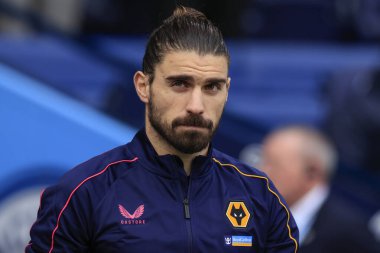 Ruben Neves #8 of Wolverhampton Wanderers  leads his team out ahead of the Premier League match Manchester City vs Wolverhampton Wanderers at Etihad Stadium, Manchester, United Kingdom, 22nd January 202