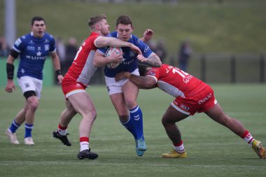 Jordan Lane #12 of Hull FC is tackled during the Rugby League Pre Season match Sheffield Eagles vs Hull FC at Sheffield Olympic Legacy Park, Sheffield, United Kingdom, 22nd January 202