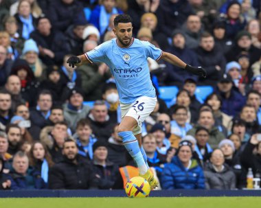 Riyad Mahrez #26 of Manchester City in action during the Premier League match Manchester City vs Wolverhampton Wanderers at Etihad Stadium, Manchester, United Kingdom, 22nd January 202