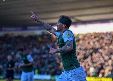 GOAL Plymouth Argyle defender Dan Scarr  (6) celebrates a goal to make it 1-0  during the Sky Bet League 1 match Plymouth Argyle vs Cheltenham Town at Home Park, Plymouth, United Kingdom, 21st January 202