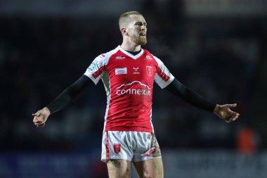 Rowan Milnes #21 of Hull KR reacts during the Rugby League Pre Season match Featherstone Rovers vs Hull KR at The Milennium Stadium, Featherstone, United Kingdom, 20th January 202
