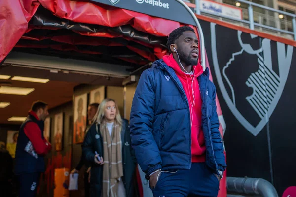 Orel Mangala #5 of Nottingham Forest arrives before the Premier League match Bournemouth vs Nottingham Forest at Vitality Stadium, Bournemouth, United Kingdom, 21st January 202