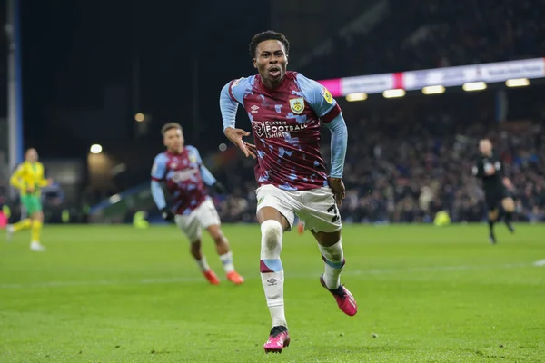 stock image Nathan Tella #23 of Burnley celebrates his goal to make it 1-1 during the Sky Bet Championship match Burnley vs West Bromwich Albion at Turf Moor, Burnley, United Kingdom, 20th January 202