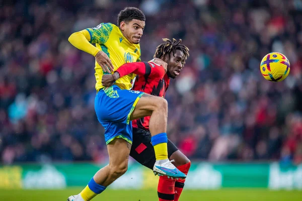 Morgan Gibbs-White #10 of Nottingham Forest looks to win the ball during the Premier League match Bournemouth vs Nottingham Forest at Vitality Stadium, Bournemouth, United Kingdom, 21st January 202