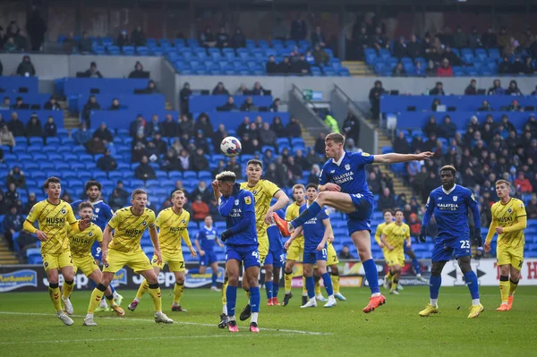 Mark McGuinness #5 of Cardiff City  shoots at goal during the Sky Bet Championship match Cardiff City vs Millwall at Cardiff City Stadium, Cardiff, United Kingdom, 21st January 202