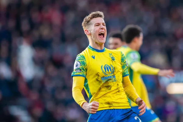 Ryan Yates #22 of Nottingham Forest celebrates before his goal is ruled out for offside during the Premier League match Bournemouth vs Nottingham Forest at Vitality Stadium, Bournemouth, United Kingdom, 21st January 202