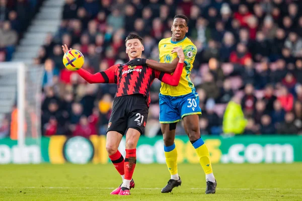 Willy Boly #30 of Nottingham Forest wins a strong header during the Premier League match Bournemouth vs Nottingham Forest at Vitality Stadium, Bournemouth, United Kingdom, 21st January 202