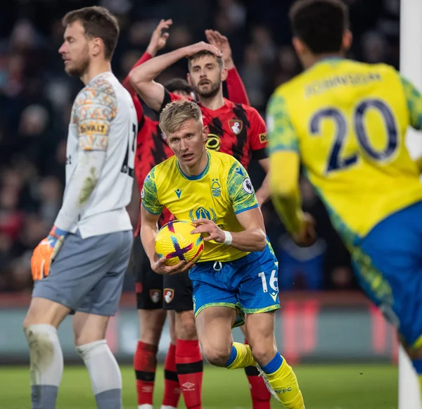 Sam Surridge #16 of Nottingham Forest scores an equaliser late on during the Premier League match Bournemouth vs Nottingham Forest at Vitality Stadium, Bournemouth, United Kingdom, 21st January 202