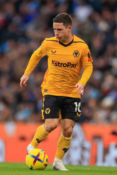 Daniel Podence #10 of Wolverhampton Wanderers in action during the Premier League match Manchester City vs Wolverhampton Wanderers at Etihad Stadium, Manchester, United Kingdom, 22nd January 202