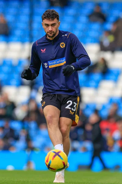 Max Kilman #23 of Wolverhampton Wanderers during the pre-game warm up ahead of the Premier League match Manchester City vs Wolverhampton Wanderers at Etihad Stadium, Manchester, United Kingdom, 22nd January 202