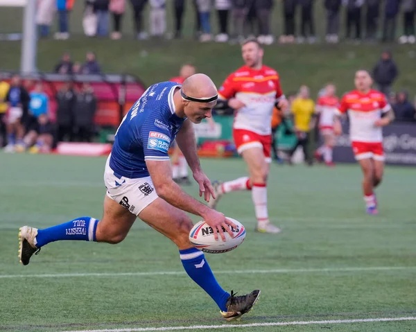Danny Houghton #9 of Hull FC scores a try during the Rugby League Pre Season match Sheffield Eagles vs Hull FC at Sheffield Olympic Legacy Park, Sheffield, United Kingdom, 22nd January 202