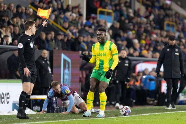 Daryl Dike #12 of West Bromwich Albion reacts after fouling Charlie Taylor #3 of Burnley during the Sky Bet Championship match Burnley vs West Bromwich Albion at Turf Moor, Burnley, United Kingdom, 20th January 202