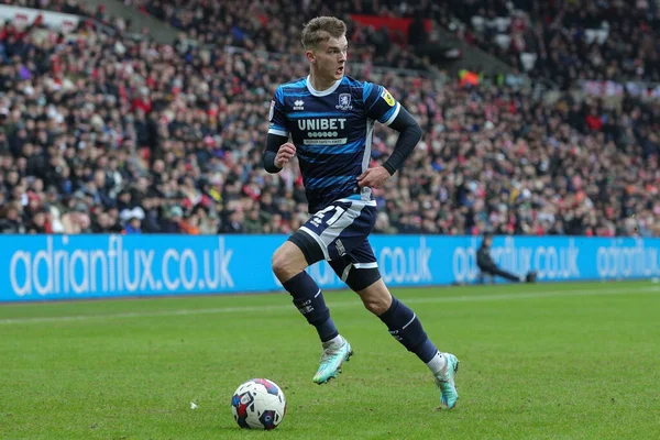 Marcus Forss #21 of Middlesbrough on the ball during the Sky Bet Championship match Sunderland vs Middlesbrough at Stadium Of Light, Sunderland, United Kingdom, 22nd January 202