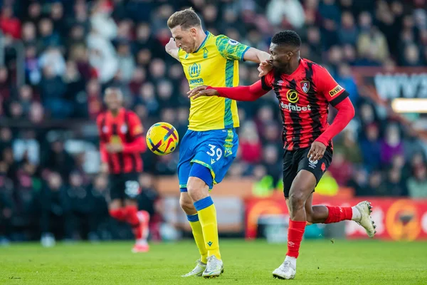 Chris Wood #39 of Nottingham Forest looks to hold up play during the Premier League match Bournemouth vs Nottingham Forest at Vitality Stadium, Bournemouth, United Kingdom, 21st January 202