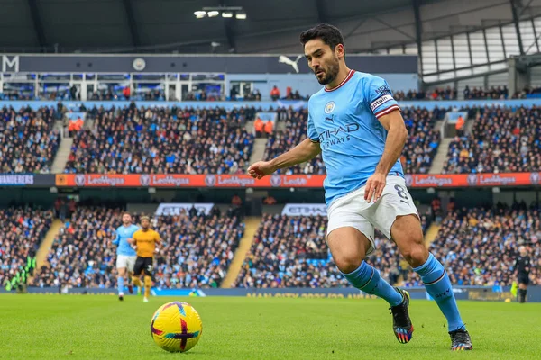 lkay Gndoan #8 of Manchester City in action during the Premier League match Manchester City vs Wolverhampton Wanderers at Etihad Stadium, Manchester, United Kingdom, 22nd January 2023