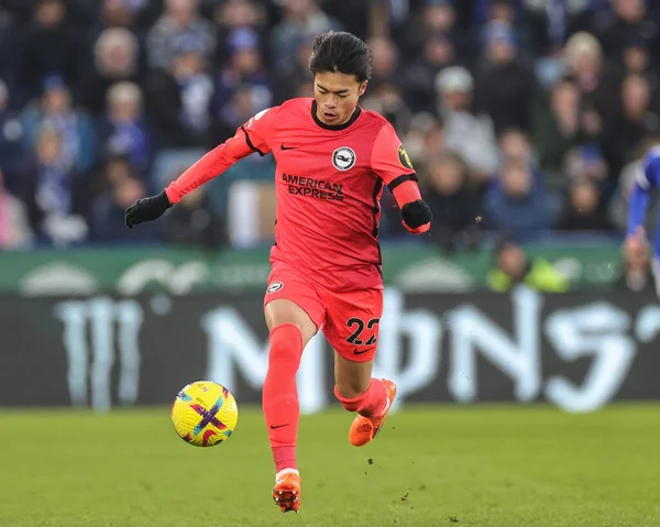 Kaoru Mitoma #22 of Brighton & Hove Albion in action during the Premier League match Leicester City vs Brighton and Hove Albion at King Power Stadium, Leicester, United Kingdom, 21st January 202