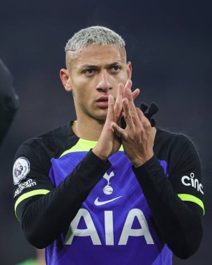 Richarlison #9 of Tottenham Hotspur applauds the fans at the end of the  Premier League match Fulham vs Tottenham Hotspur at Craven Cottage, London, United Kingdom, 23rd January 202