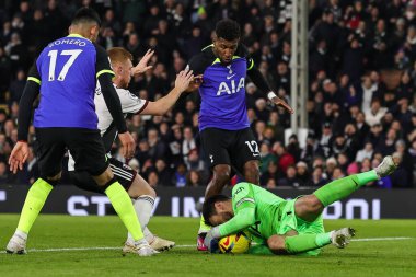 Hugo Lloris #1 of Tottenham Hotspur makes a save during the Premier League match Fulham vs Tottenham Hotspur at Craven Cottage, London, United Kingdom, 23rd January 202