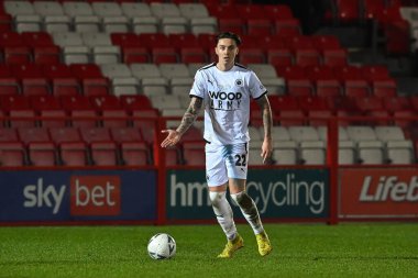 Cameron Coxe #22 of Boreham Wood in action during the Emirates FA Cup Third Round Replay match Accrington Stanley vs Boreham Wood at Wham Stadium, Accrington, United Kingdom, 24th January 202