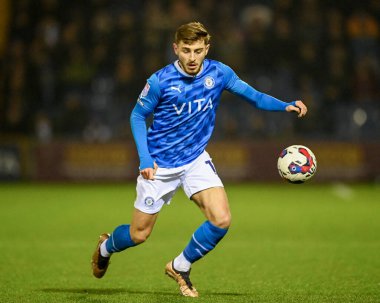 Ryan Rydel #17 of Stockport County with the ball during the Sky Bet League 2 match Stockport County vs Bradford City at Edgeley Park Stadium, Stockport, United Kingdom, 24th January 202