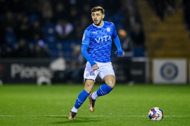 Ryan Rydel #17 of Stockport County with the ball during the Sky Bet League 2 match Stockport County vs Bradford City at Edgeley Park Stadium, Stockport, United Kingdom, 24th January 202