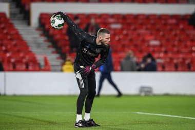 David De Gea #1 of Manchester United in the pregame warmup session during the Carabao Cup Semi-Finals match Nottingham Forest vs Manchester United at City Ground, Nottingham, United Kingdom, 25th January 202