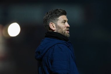 Luke Garrard manager of Boreham Wood arrives ahead of the Emirates FA Cup Third Round Replay match Accrington Stanley vs Boreham Wood at Wham Stadium, Accrington, United Kingdom, 24th January 202