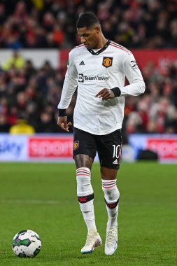 Marcus Rashford #10 of Manchester United in action during the Carabao Cup Semi-Finals match Nottingham Forest vs Manchester United at City Ground, Nottingham, United Kingdom, 25th January 202