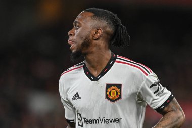 Aaron Wan-Bissaka #29 of Manchester United \during the Carabao Cup Semi-Finals match Nottingham Forest vs Manchester United at City Ground, Nottingham, United Kingdom, 25th January 202