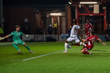 Tyrone Marsh #10 of Boreham Wood fails to connect with a cross during the Emirates FA Cup Third Round Replay match Accrington Stanley vs Boreham Wood at Wham Stadium, Accrington, United Kingdom, 24th January 202