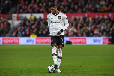 Marcus Rashford #10 of Manchester United controls the ball during the Carabao Cup Semi-Finals match Nottingham Forest vs Manchester United at City Ground, Nottingham, United Kingdom, 25th January 202