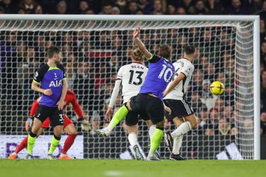 Harry Kane #10 of Tottenham Hotspur scores to make it  1-0 and break his record during the Premier League match Fulham vs Tottenham Hotspur at Craven Cottage, London, United Kingdom, 23rd January 202