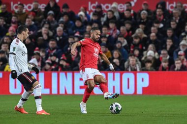 Renan Lodi #32 of Nottingham Forest in action during the Carabao Cup Semi-Finals match Nottingham Forest vs Manchester United at City Ground, Nottingham, United Kingdom, 25th January 202