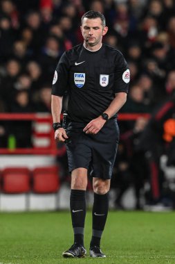 referee Michael Oliver  during the Carabao Cup Semi-Finals match Nottingham Forest vs Manchester United at City Ground, Nottingham, United Kingdom, 25th January 202