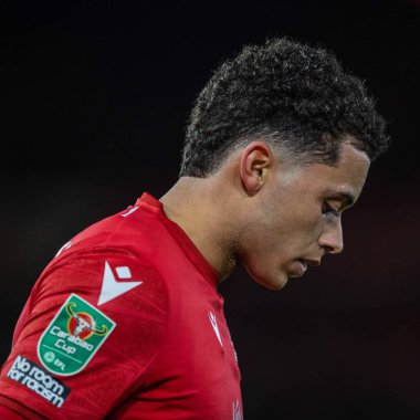 Brennan Johnson #20 of Nottingham Forest during the Carabao Cup Semi-Finals match Nottingham Forest vs Manchester United at City Ground, Nottingham, United Kingdom, 25th January 202
