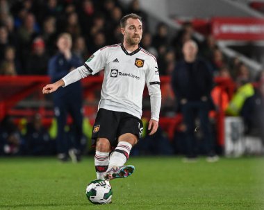 Christian Eriksen #14 of Manchester United during the Carabao Cup Semi-Finals match Nottingham Forest vs Manchester United at City Ground, Nottingham, United Kingdom, 25th January 202