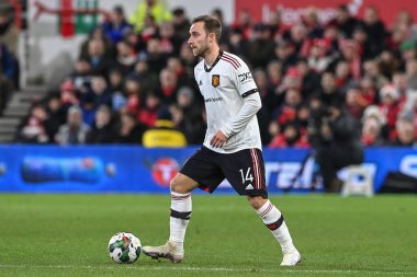 Christian Eriksen #14 of Manchester United during the Carabao Cup Semi-Finals match Nottingham Forest vs Manchester United at City Ground, Nottingham, United Kingdom, 25th January 202