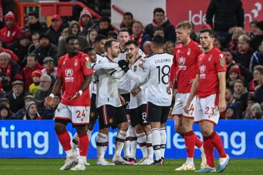 Wout Weghorst #27 of Manchester United celebrates his goal to make it 0-2 during the Carabao Cup Semi-Finals match Nottingham Forest vs Manchester United at City Ground, Nottingham, United Kingdom, 25th January 202