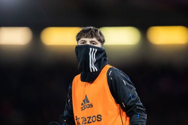 Alejandro Garnacho #49 of Manchester United warms up on the side line during the Carabao Cup Semi-Finals match Nottingham Forest vs Manchester United at City Ground, Nottingham, United Kingdom, 25th January 202