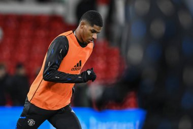 Marcus Rashford #10 of Manchester United in the pregame warmup session during the Carabao Cup Semi-Finals match Nottingham Forest vs Manchester United at City Ground, Nottingham, United Kingdom, 25th January 202