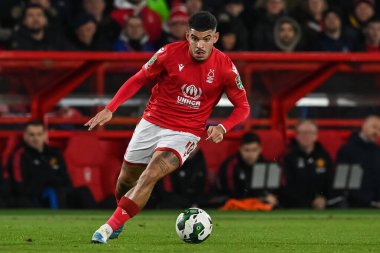 Morgan Gibbs-White #10 of Nottingham Forest makes a break with the ball during the Carabao Cup Semi-Finals match Nottingham Forest vs Manchester United at City Ground, Nottingham, United Kingdom, 25th January 202