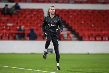 David De Gea #1 of Manchester United in the pregame warmup session during the Carabao Cup Semi-Finals match Nottingham Forest vs Manchester United at City Ground, Nottingham, United Kingdom, 25th January 202
