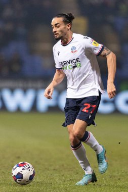 Randell Williams #27 of Bolton Wanderers In possession during the Sky Bet League 1 match Bolton Wanderers vs Forest Green Rovers at University of Bolton Stadium, Bolton, United Kingdom, 24th January 202