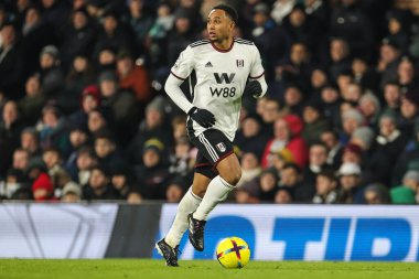 Kenny Tete #2 of Fulham makes a break with the ball during the Premier League match Fulham vs Tottenham Hotspur at Craven Cottage, London, United Kingdom, 23rd January 202