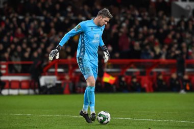 Wayne Hennessey #13 of Nottingham Forest in action during the Carabao Cup Semi-Finals match Nottingham Forest vs Manchester United at City Ground, Nottingham, United Kingdom, 25th January 202