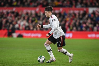 Alejandro Garnacho #49 of Manchester United in action during the Carabao Cup Semi-Finals match Nottingham Forest vs Manchester United at City Ground, Nottingham, United Kingdom, 25th January 202