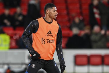 Marcus Rashford #10 of Manchester United in the pregame warmup session during the Carabao Cup Semi-Finals match Nottingham Forest vs Manchester United at City Ground, Nottingham, United Kingdom, 25th January 202